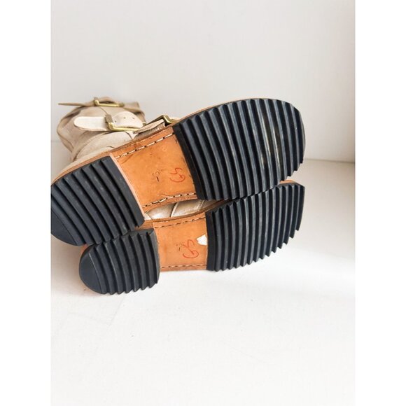 Jim Barnier Light Beige Suede Antique Gold Finish KNee High Boots 9 - Picture 7 of 9